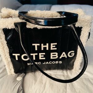 Marc Jacobs Shiny Leather Shearling Tote Bag  - Like New